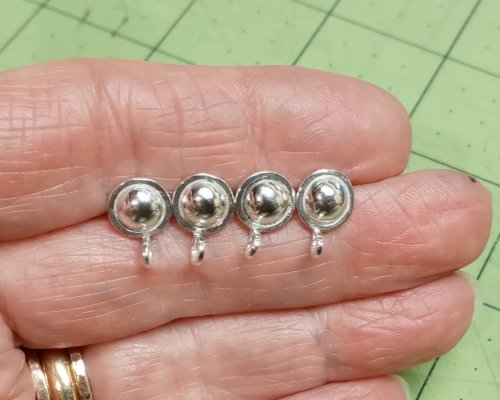Judy Larson's Domed Stud with Drop Loop - , Metalwork, Cutting, Cutting Tool, Cutters, How To Punch Holes, Hole Punching, Punch A Hole, Stamping, Stamps, Butane Torch, Soldering, Solder,  Tumble the earrings
